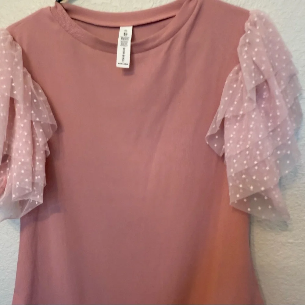 Pink Bodysuit with Ruffled Sleeves XL B - Picture 4 of 9